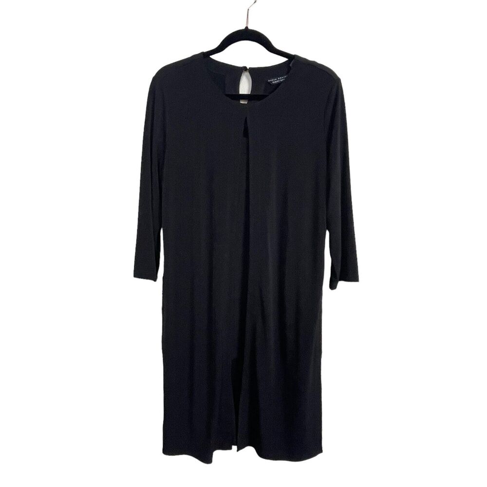 Susan Graver Liquid Knit Black Tunic Duster Size‎ M – Attached Shirt Layer